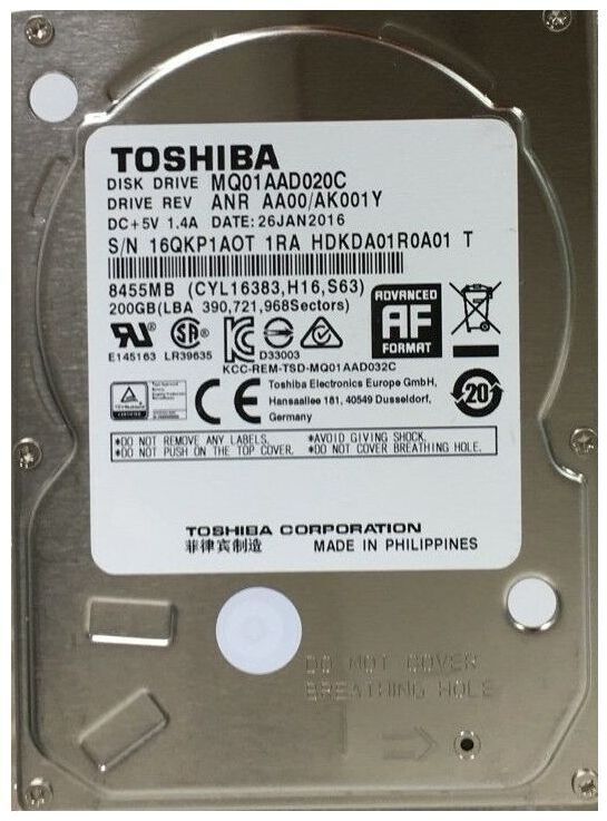 Жесткий диск TOSHIBA 2.5" 200GB (MQ01AAD020C)фото1