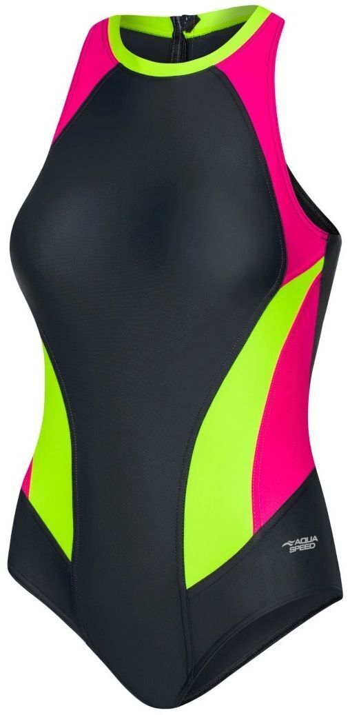 Купальник AQUA SPEED Nina 344-383 38 черный/малиновий/салатовый