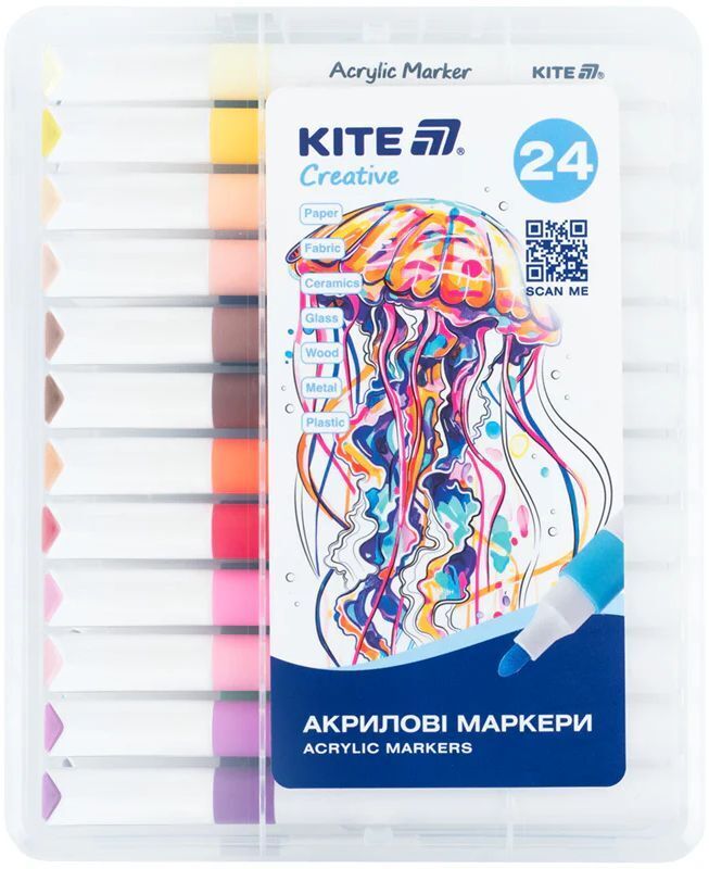 Маркери акрилові Jumbo, 24шт Kite Creative (K-1291) фото1