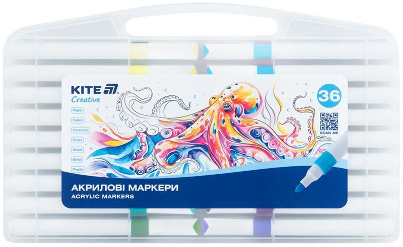 Маркери акрилові Jumbo, 36шт Kite Creative (K-1292) фото1