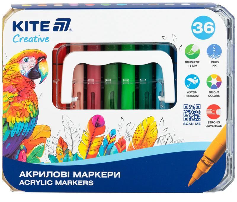 Маркери акрилові з рідкими чорнилами, 36шт Kite Creative (K-1163) фото1