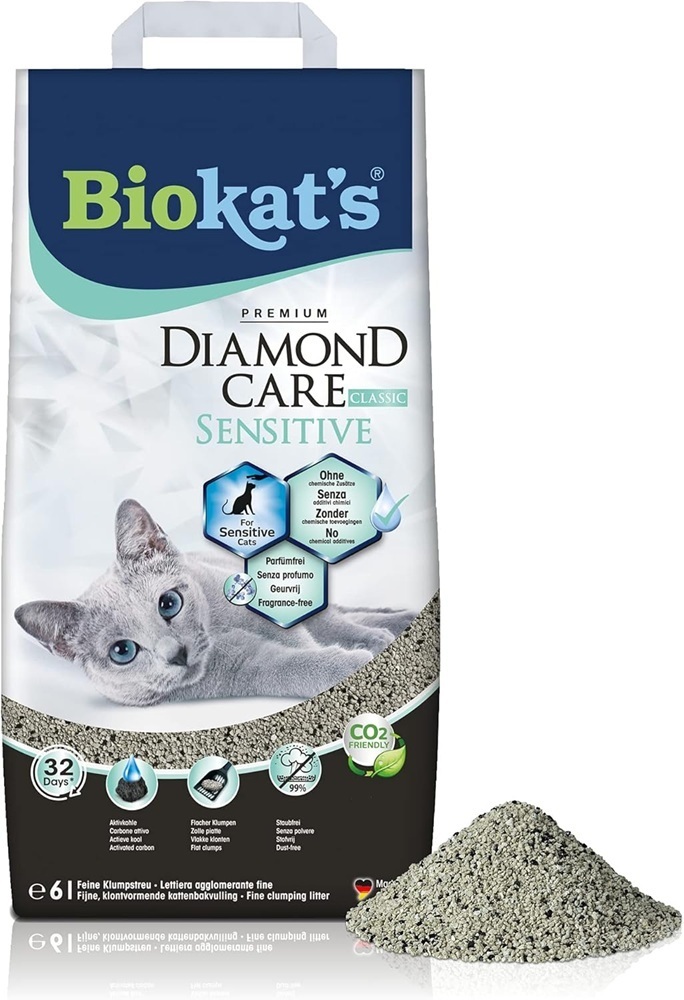 Наполнитель бентонитовый Biokats Diamond Care Sensitive Classic для кошачьего туалета 6 л фото1