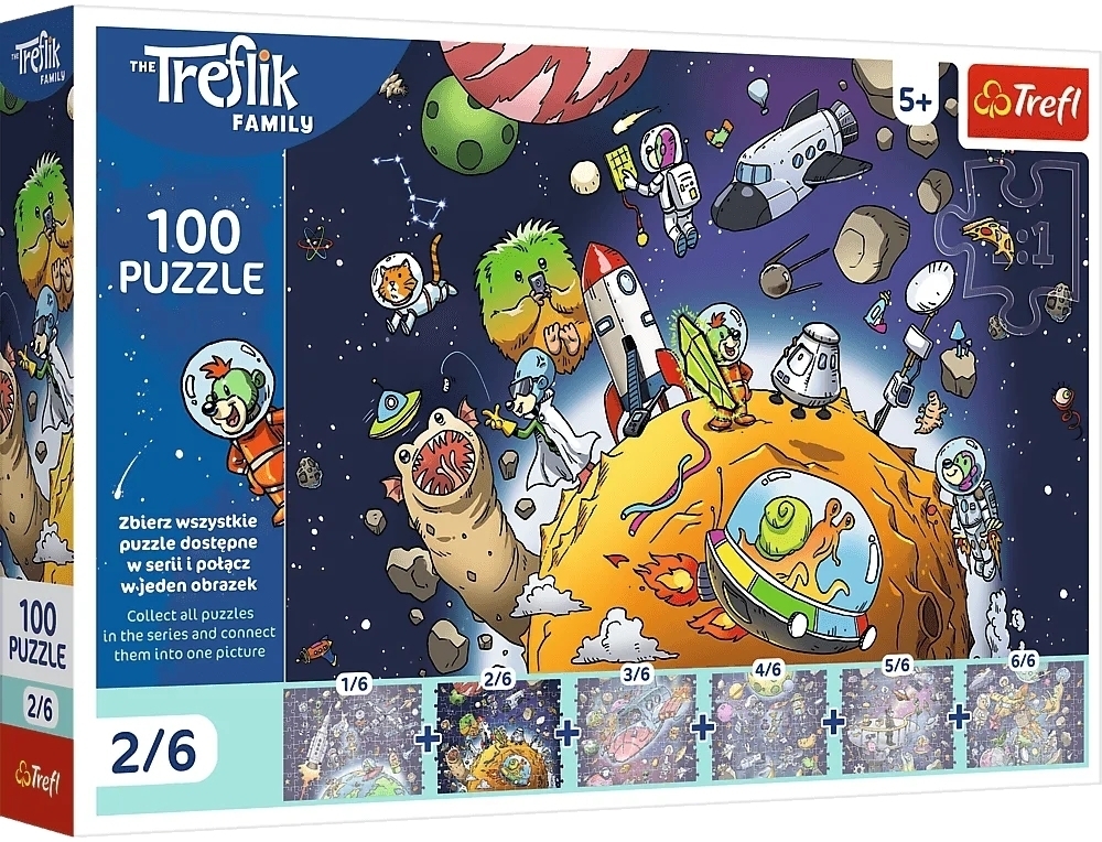 Пазл Trefl The Treflik Family Трефлик в космосе 2/6 100 элементов (5900511165425) фото1