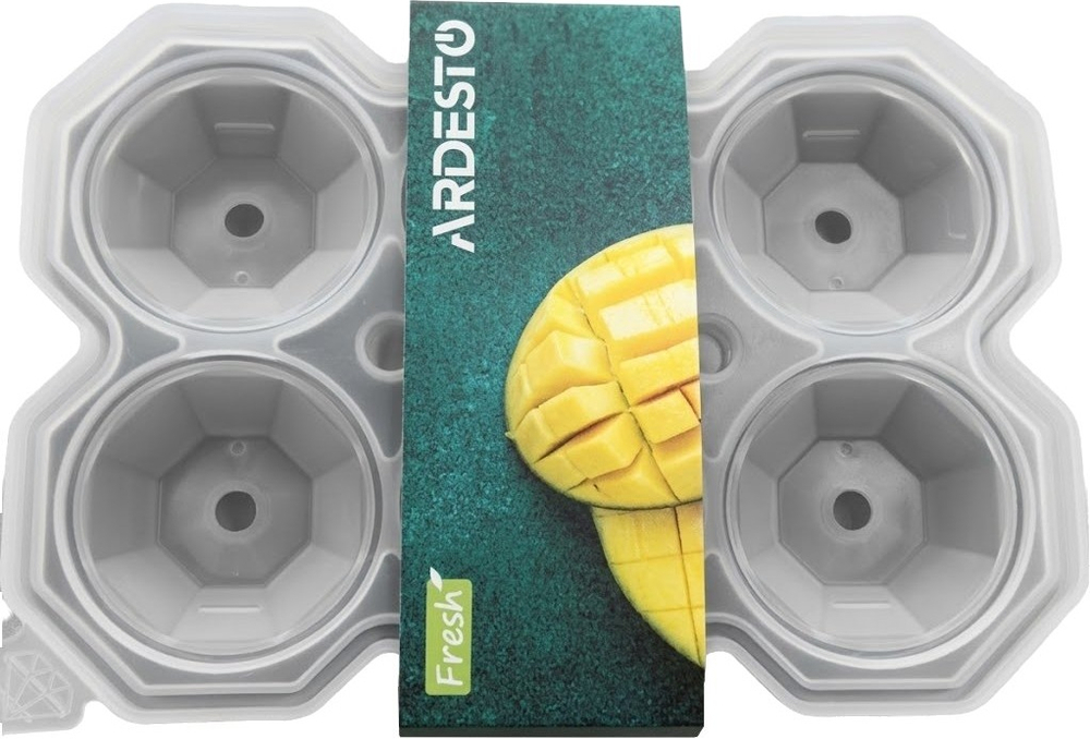 Форма для льда с крышкой ARDESTO Fresh Diamond, 25х15х3.2см, силикон, серый фото 1
