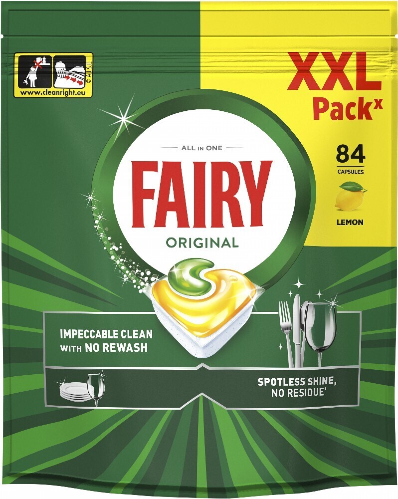 Капсулы для посудомоечных машин Fairy Original All-in-1 Лимон 84 шт фото 1