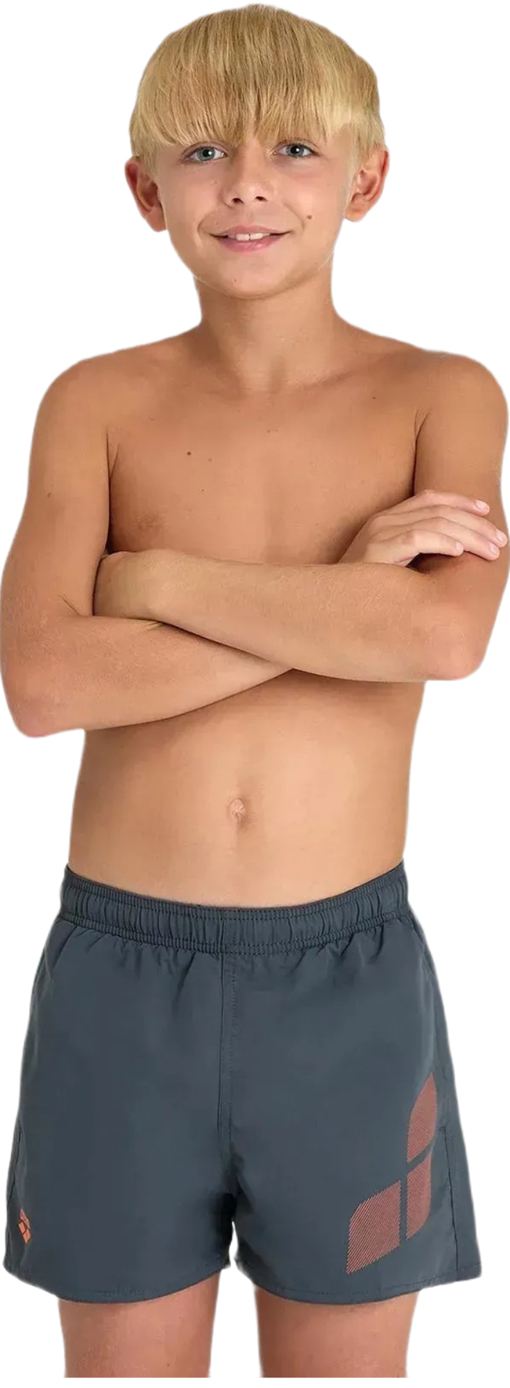 Шорты для мальчиков Arena Beach Short Logo R 006446-590 128 серые/оранжевые фото 1