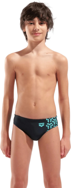 Плавки-слипы Arena Kikko V Swim Briefs Graphic 006722-508 128 черные/бирюзовые фото 