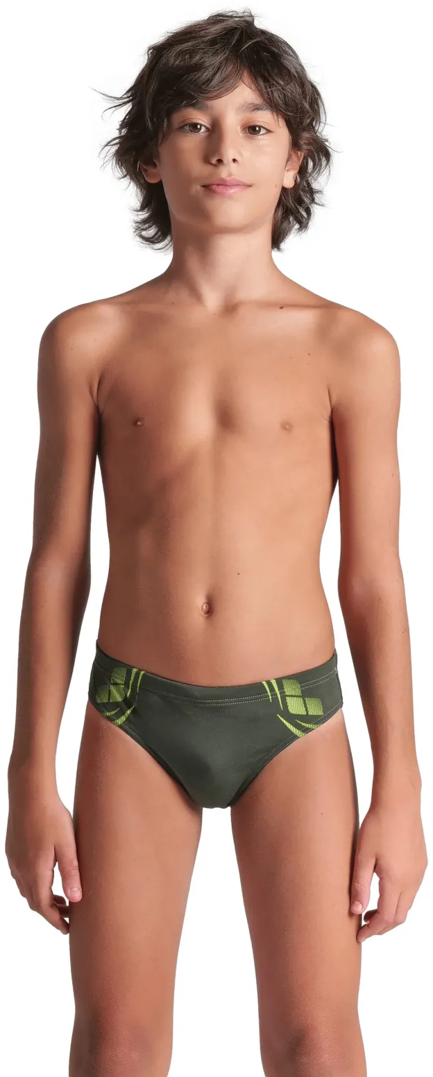Плавки-слипы для мальчиков Arena Poseidonia Swim Briefs 009009-306 128 темно-зеленые/желтые фото1