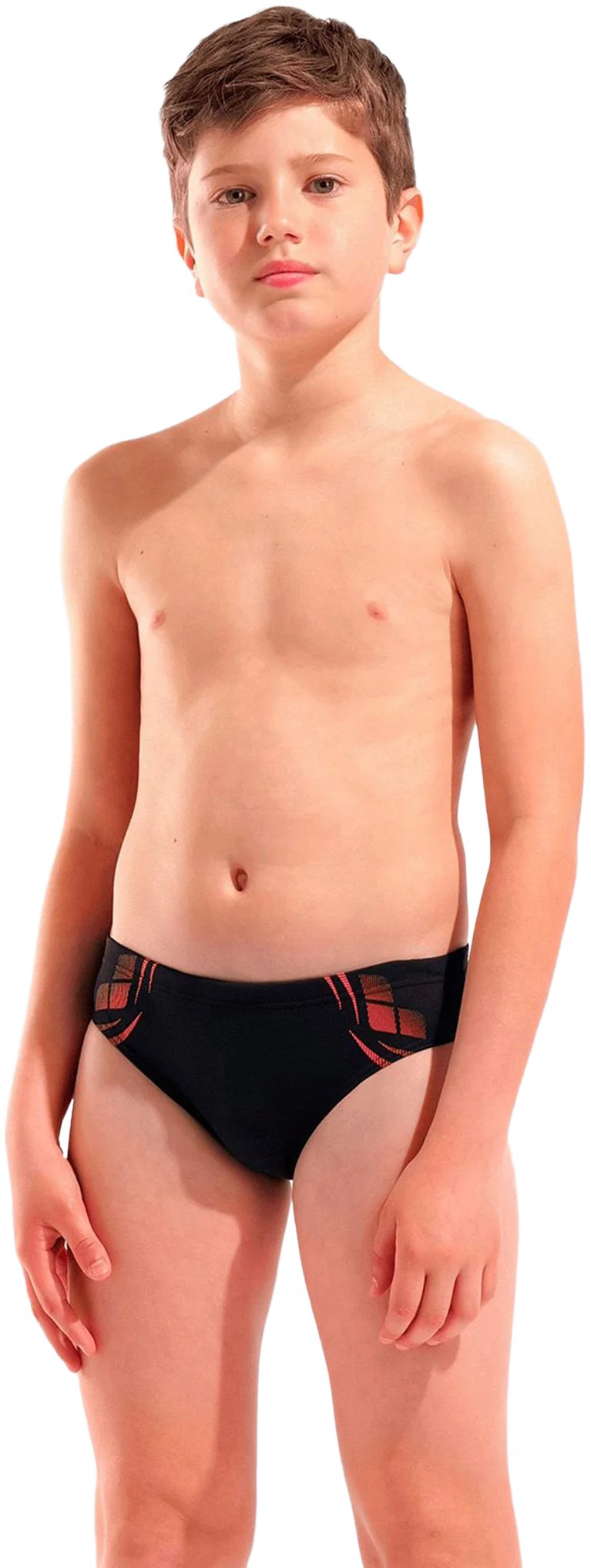 Плавки-слипы для мальчиков Arena Poseidonia Swim Briefs 009009-504 140 черные/коралловые фото1