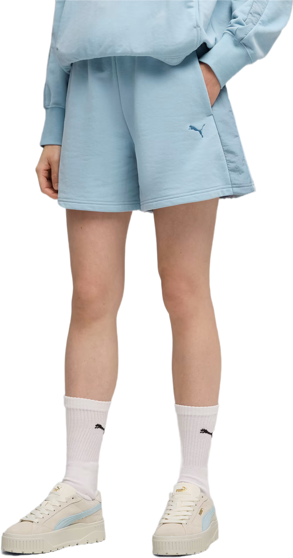 Спортивные шорты женские Puma Her High-aist Shorts 691892-47 L голубые фото 1