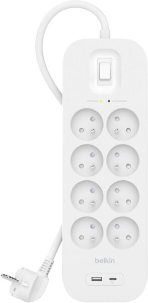 

Удлинитель сетевой Belkin 8хТипE 16А USB-A/USB-C 18Вт, фильтр, белый 2м (SRB003CA2M)