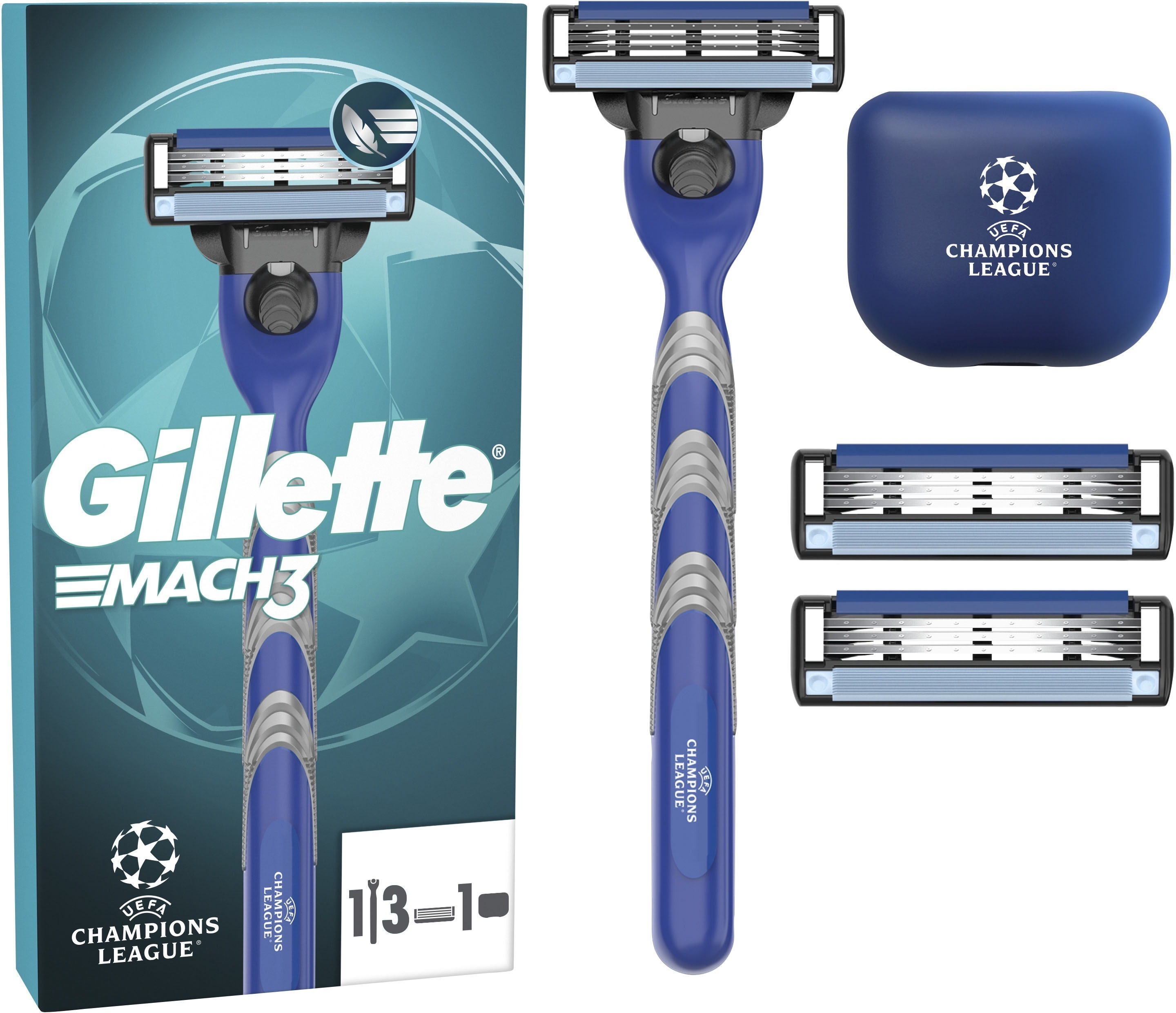 Бритва для бритья Gillette Mach3 с 3 сменными картриджами + защитный чехол для лезвий фото 1