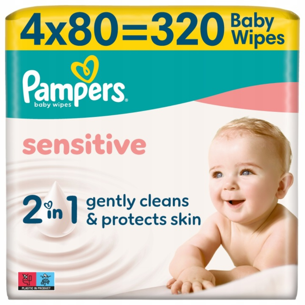 Салфетки влажные детские Pampers Sensitive Набор 4 x 80 шт фото 1