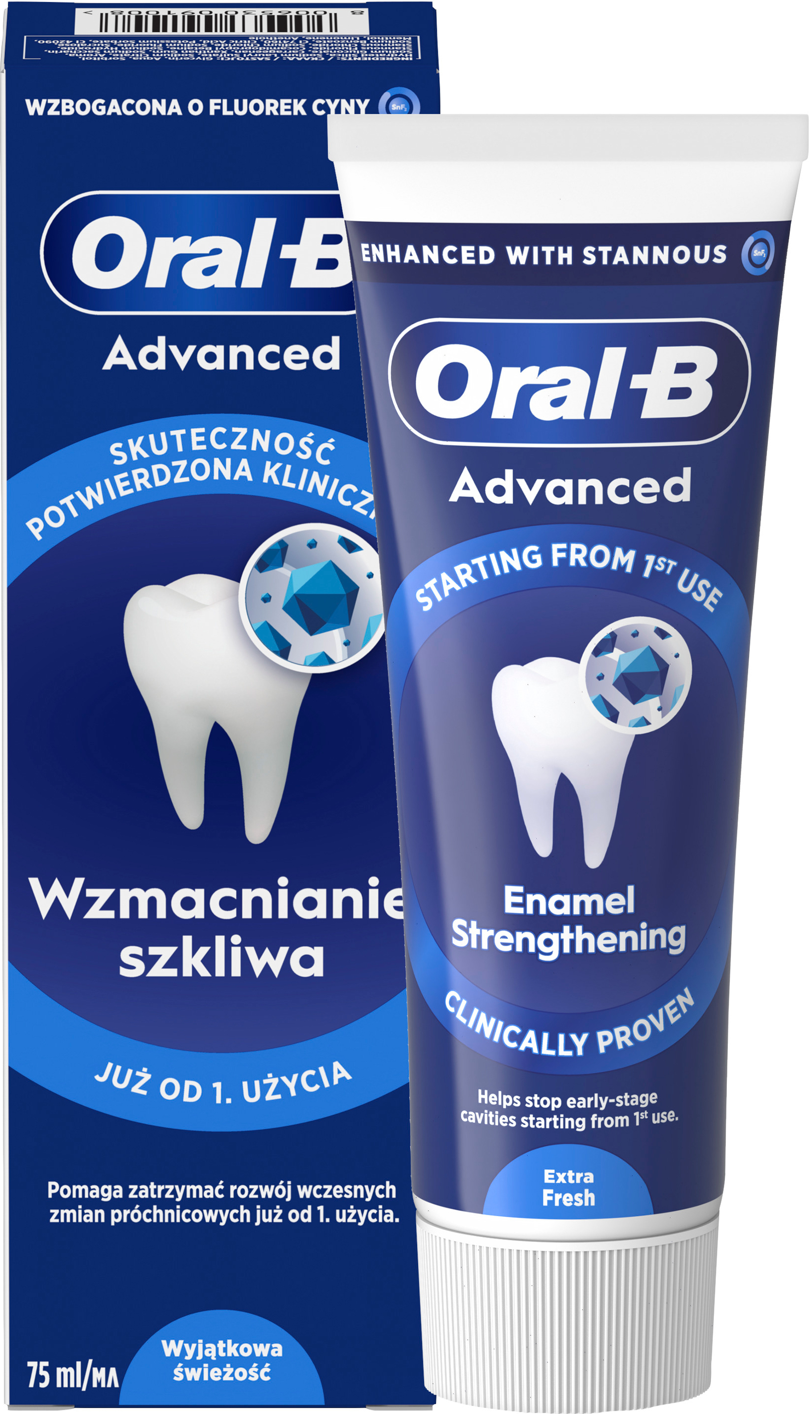 Зубна паста Oral-B Advanced Зміцнення емалі Екстра свіжість 75 млфото1