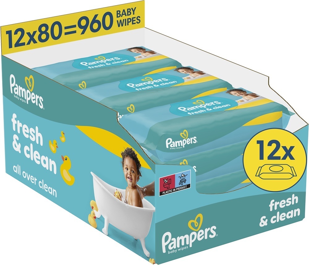 Салфетки влажные детские Pampers Fresh Clean 12 x 80 шт фото 1
