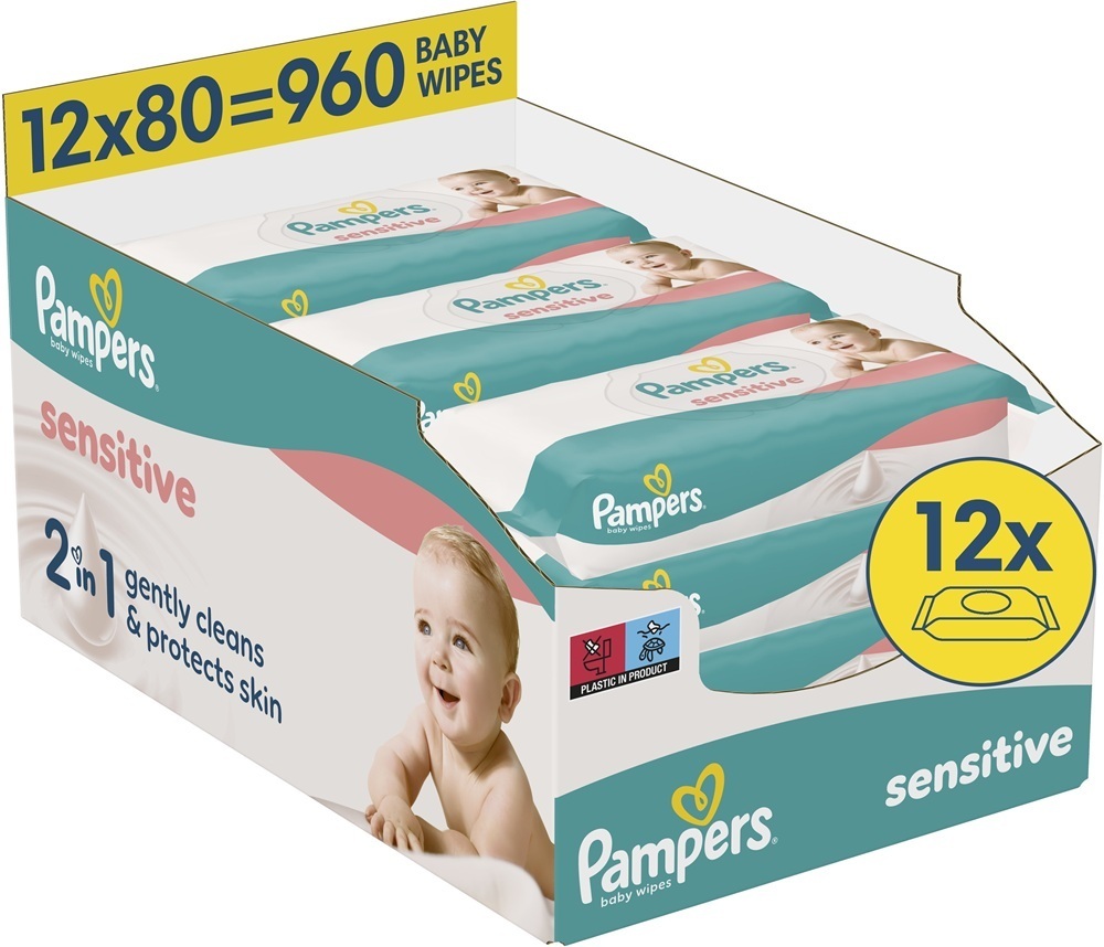 Салфетки влажные детские Pampers Sensitive 12 x 80 шт фото 1