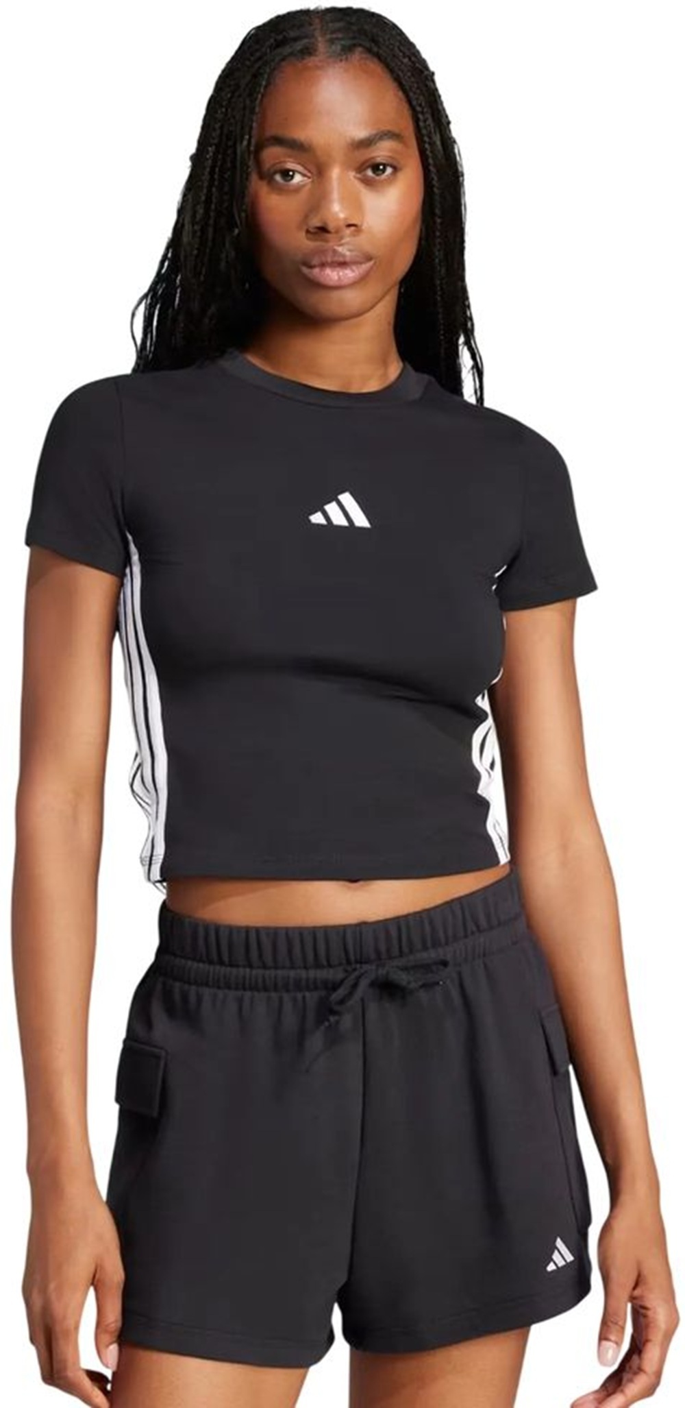 Футболка хлопковая женская Adidas W 3S SJ BABY T JC8325 S черная фото 1