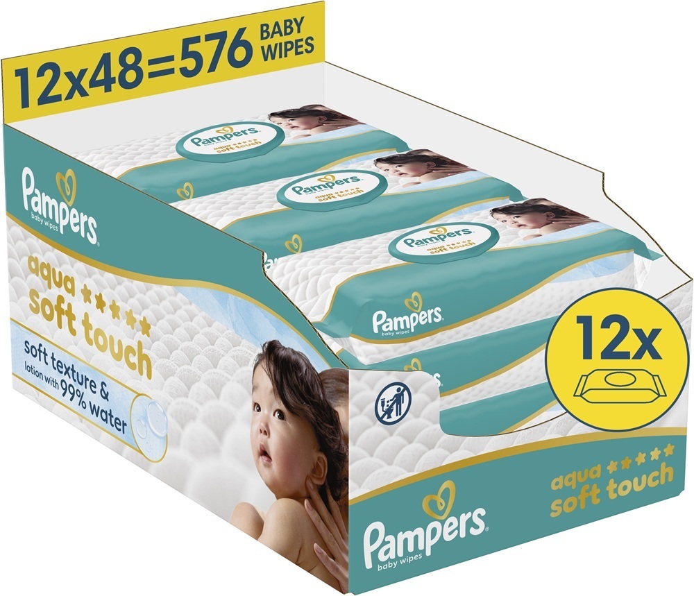 Салфетки влажные детские Pampers Aqua Soft Touch 12 x 48 шт фото 1
