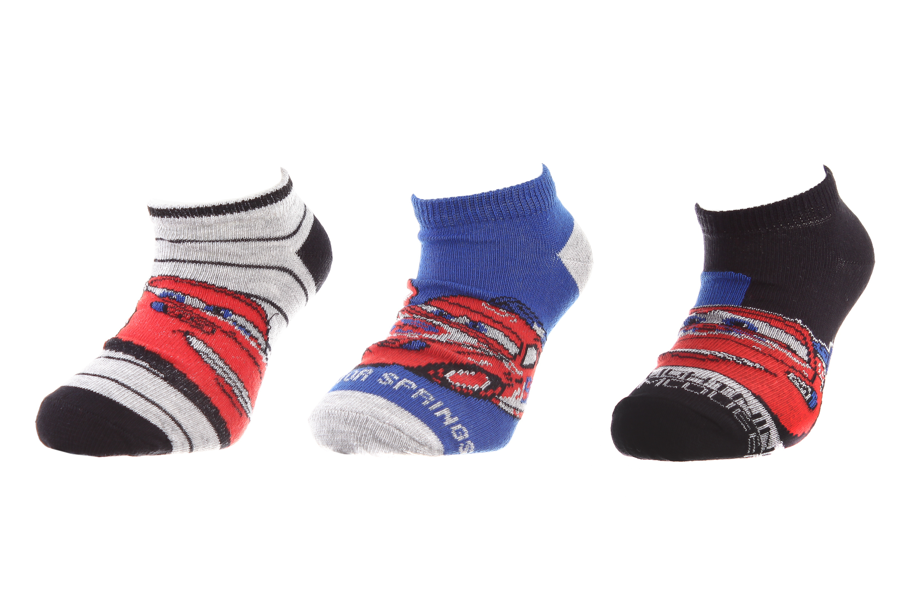 Набор носков детских Cars Socks 83150679-1 31-34 3 шт черные/серые/голубые фото1