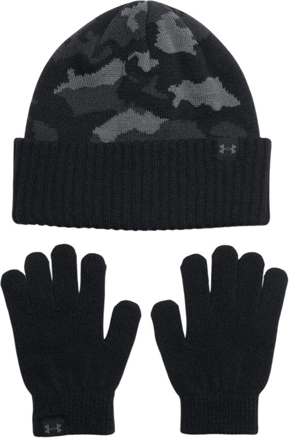Набор шапка и перчатки Under Armour B Beanie/Glove Combo 1386641-001 черные фото1