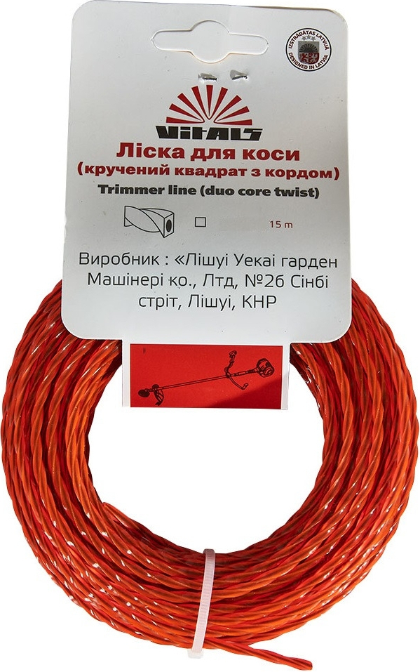 Ліска косильна Vitals 1.8мм 15м кручений квадрат з кордом (183840)фото1