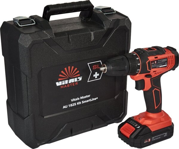 Шуруповерт-дрель аккумуляторный Vitals Master AU 1825 Kit SmartLine+ 18В 1х2А·ч 25Нм 400·1500об/мин кейс 1.2кг