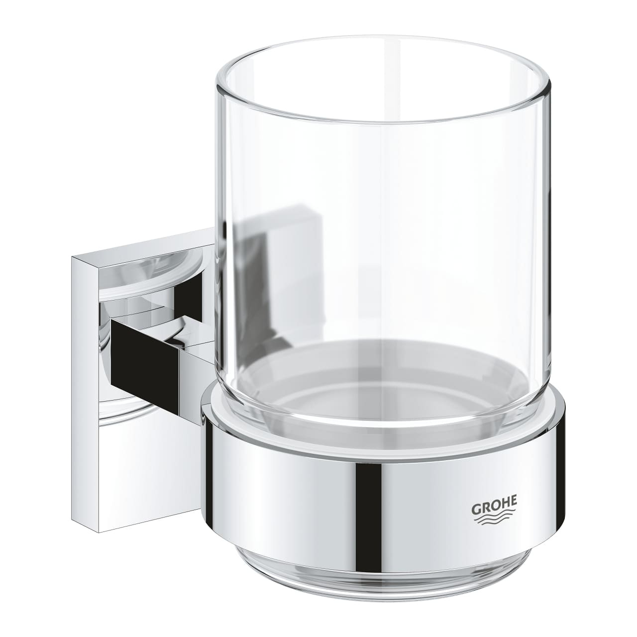 Стакан скляний Grohe QuickFix Start Cube з тримачем, хром (41097000)фото1