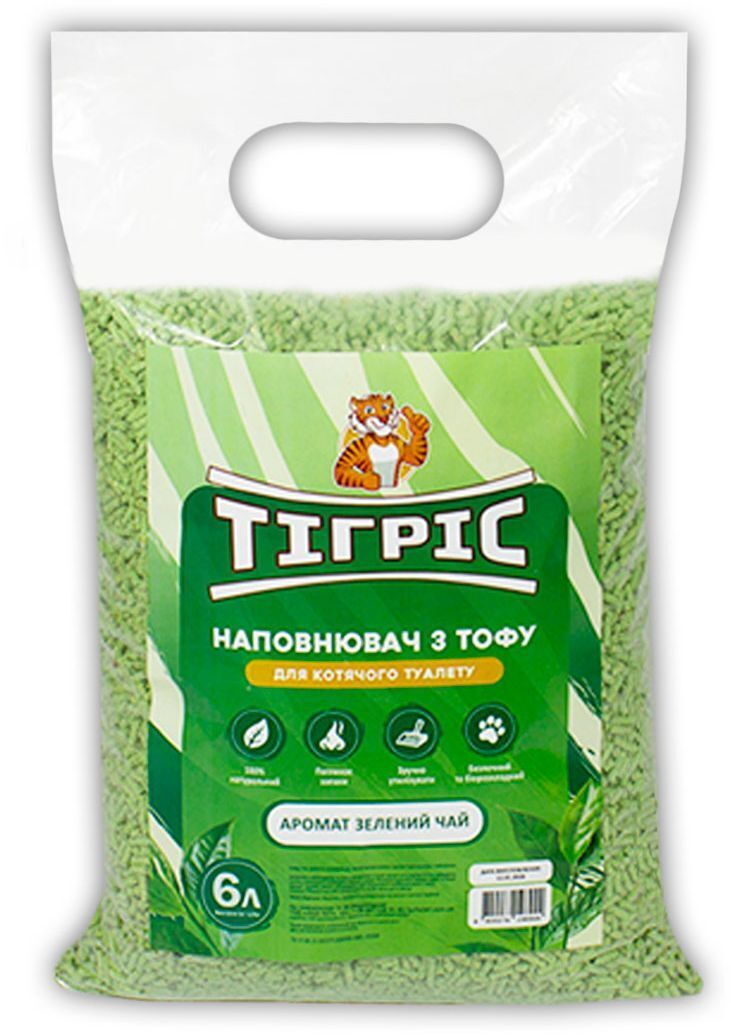 Наповнювач для котячого туалету Тігріс тофу з ароматом зеленого чаю 6 лфото1