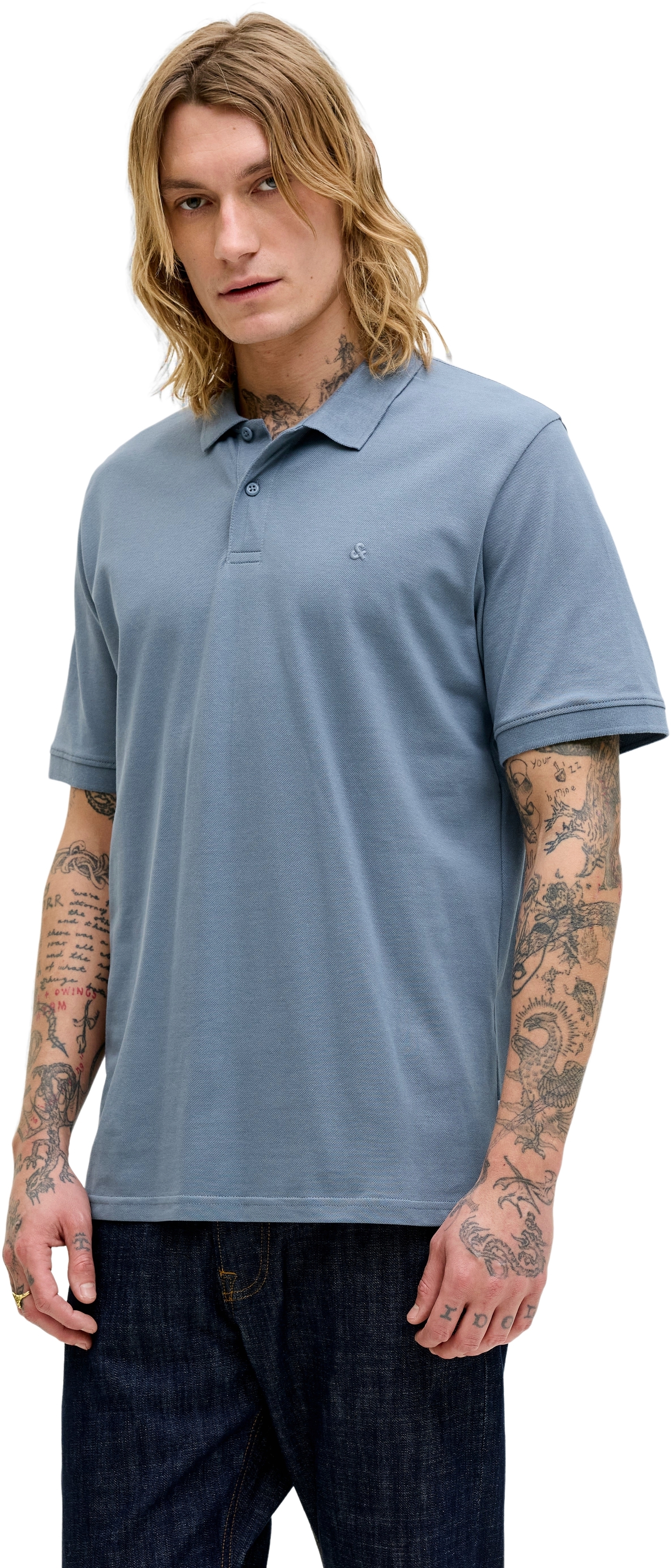 Поло чоловіче Jack & Jones Jjebasic Polo Ss Noos 12136516 XL блакитнефото1