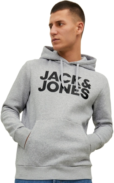Худи мужское Jack & Jones Jjecorp Logo Sweat Hood Noos 12152840 M светло-серое