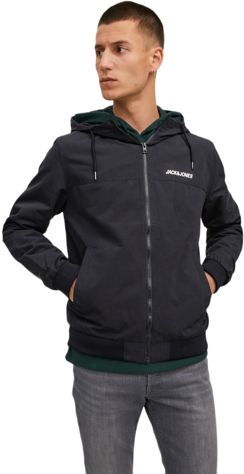 Ветровка мужская Jack & Jones Jjerush Hood Bomber Noos 12200208 M черная фото 1