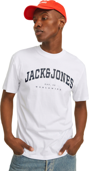 Футболка хлопковая мужская Jack & Jones Jjecaleb Varsity Tee Ss O-Neck Noos 12257579 2XL белая