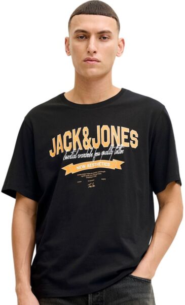 Футболка хлопковая мужская Jack & Jones Jjelogo Tee Ss O-Neck 2 Col Ss26 Sn 12288016 S черная