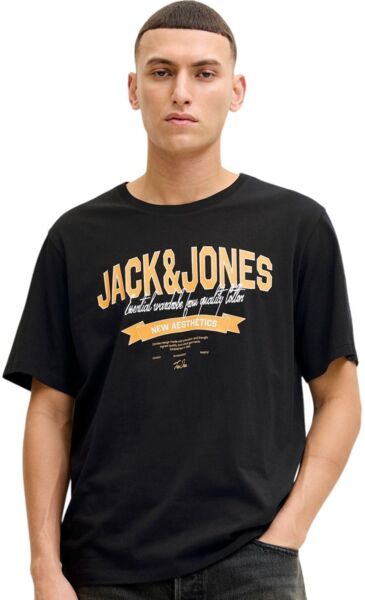 Футболка хлопковая мужская Jack & Jones Jjelogo Tee Ss O-Neck 2 Col Ss26 Sn 12288016 L черная
