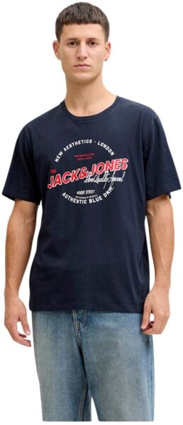 Футболка хлопковая мужская Jack & Jones Jjelogo Tee Ss O-Neck 2 Col Ss26 Sn 12288016 S темно-синяя