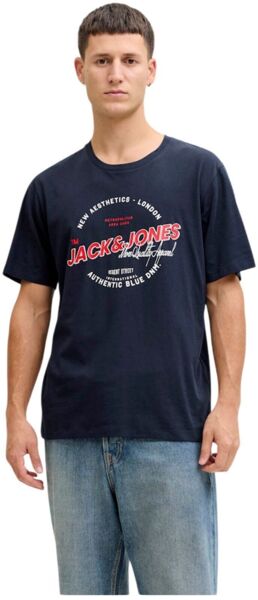 Футболка хлопковая мужская Jack & Jones Jjelogo Tee Ss O-Neck 2 Col Ss26 Sn 12288016 M темно-синяя