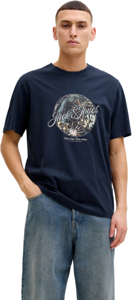 Футболка хлопковая мужская Jack & Jones Jjhonolulu Shape Tee Ss Crew Neck Ln 12288088 S темно-синяя