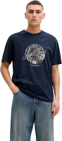 Футболка хлопковая мужская Jack & Jones Jjhonolulu Shape Tee Ss Crew Neck Ln 12288088 2XL темно-синяя