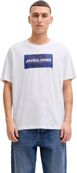 Футболка хлопковая мужская Jack & Jones Jjcole Print Tee Ss Crew Neck Ln 12288492 L белая