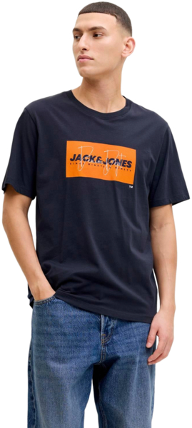 Футболка хлопковая мужская Jack & Jones Jjcole Print Tee Ss Crew Neck Ln 12288492 M темно-синяя