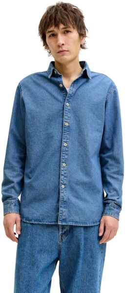 Рубашка с длинным рукавом мужская Jack & Jones Jjestanley Jjshirt At 021 Noos 12289227 XL синяя