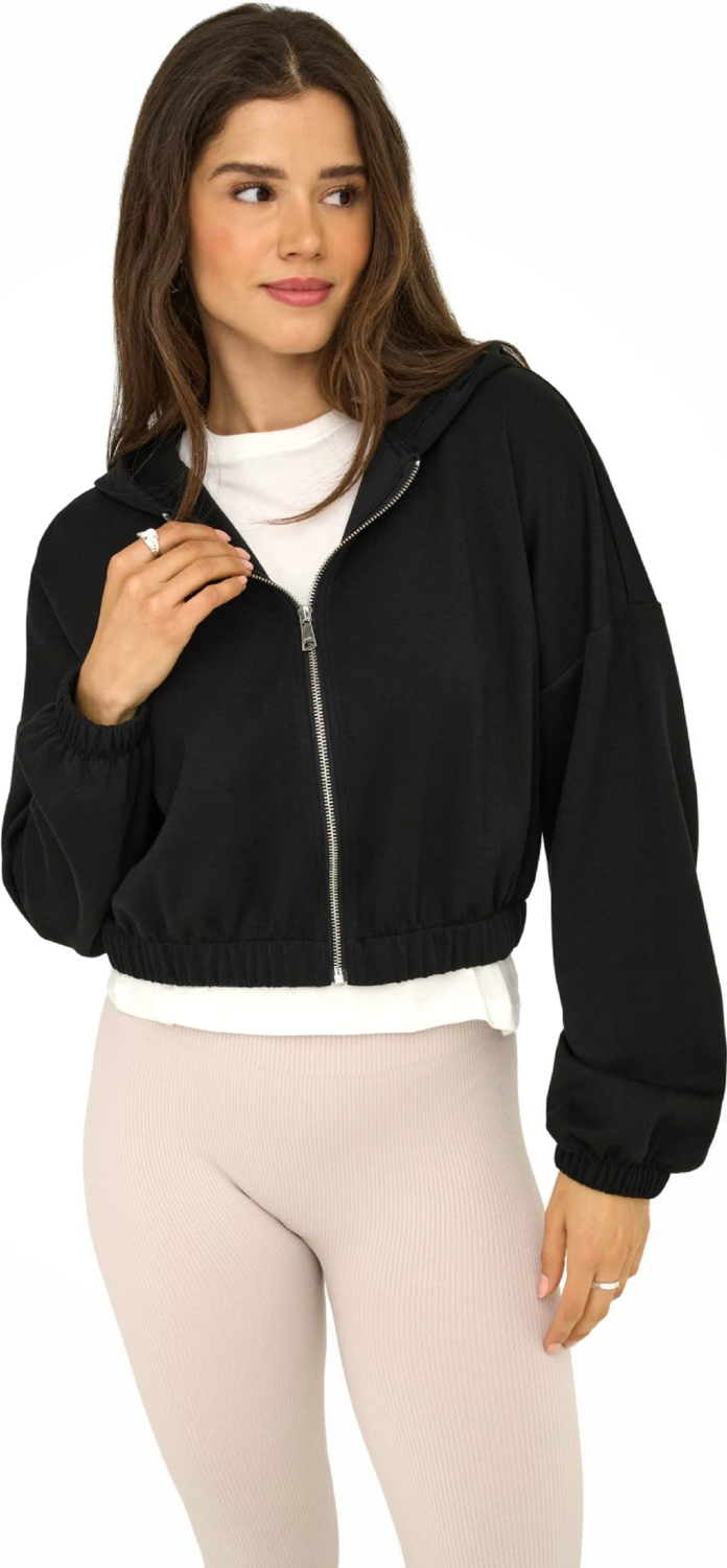 Толстовка женская ONLY Onlscarlett L/S Zip Hood Swt Noos 15346449 S черная