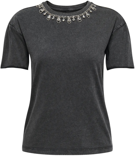 Футболка хлопковая женская ONLY Onlozias S/S Chain Top Jrs 15355825 S черная