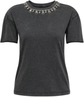 Футболка бавовняна жіноча ONLY Onlozias S/S Chain Top Jrs 15355825 L чорна