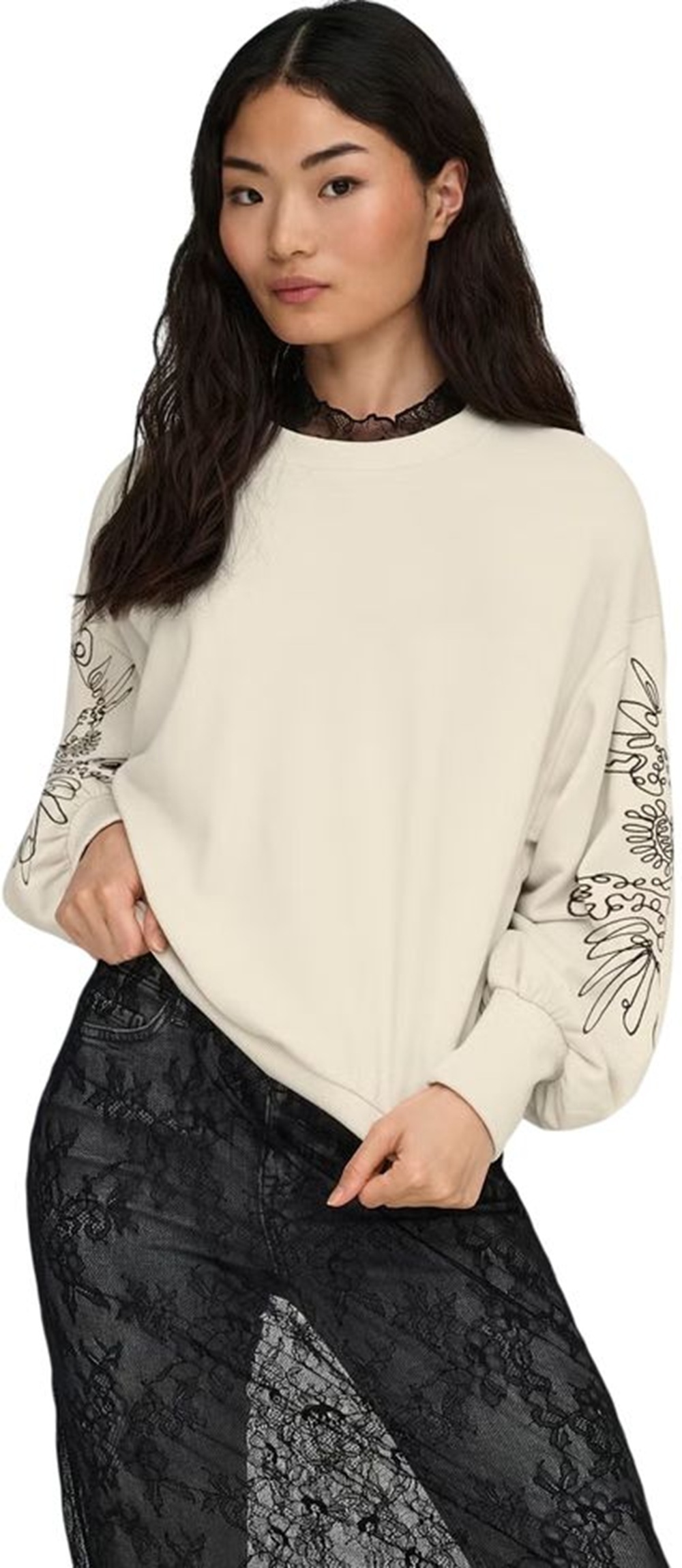 Свитшот женский ONLY Onlbrooke L/S O-Neck Detail Swt 15363824 M бежевый фото 1