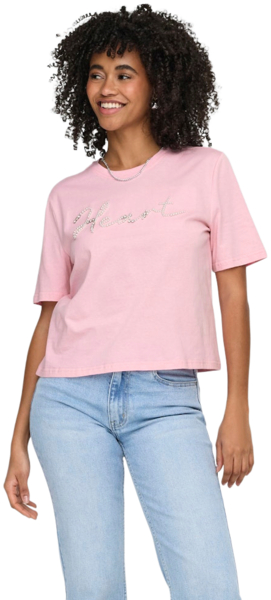 Футболка хлопковая женская ONLY Onlalice S/S Loose Top Box Jrs 15368936 XS розовая
