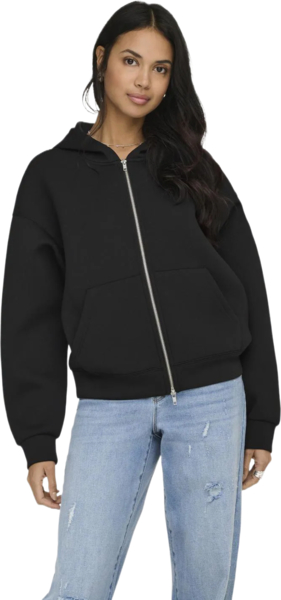 Толстовка женская ONLY Onlnaomi L/S Two-Way Zip Hoodie Swt Noos 15383142 M черная