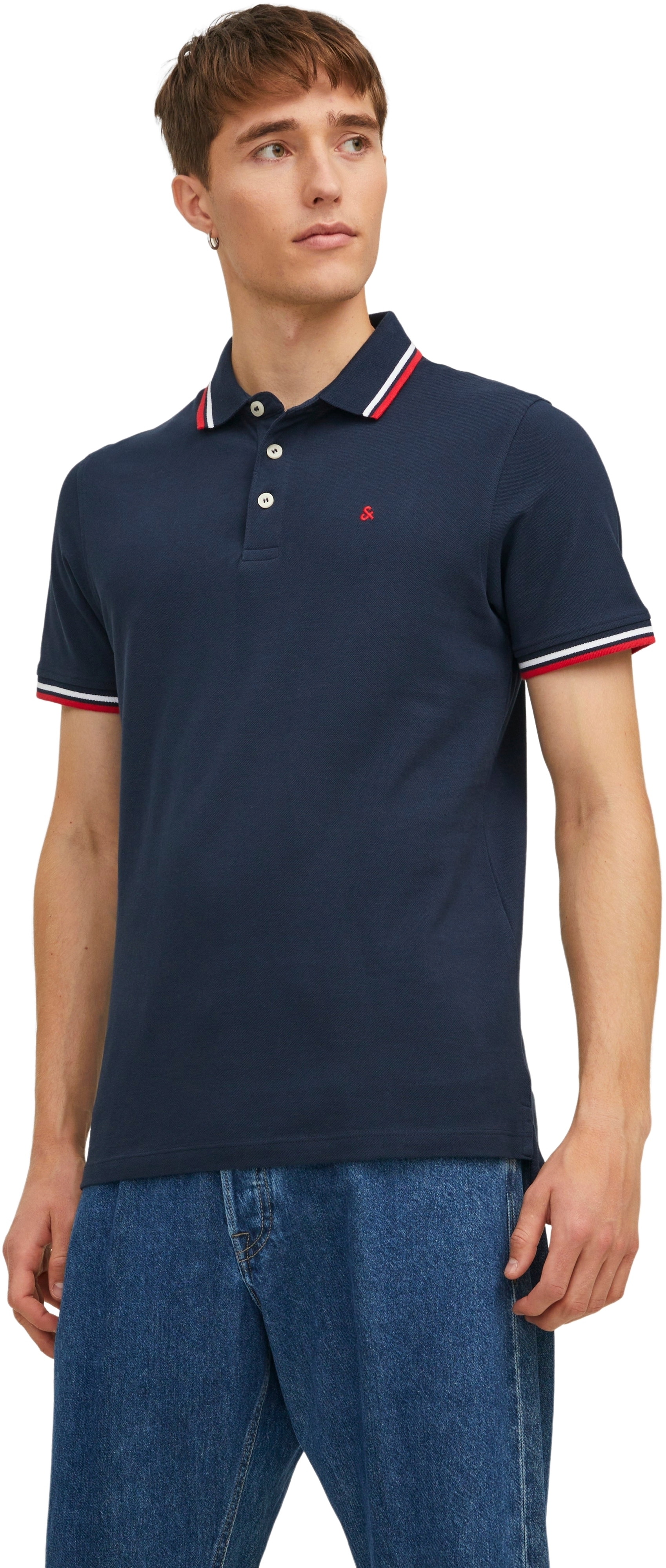 Поло мужское Jack & Jones Jjepaulos Polo Ss Noos 12136668 XL синие фото 1