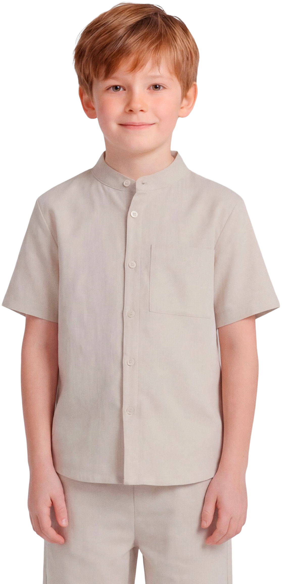 Рубашка для мальчиков Name it Nkmfalinnen Ss Shirt 13240461 122-128 бежевая фото 1