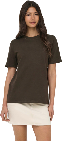 Футболка хлопковая женская ONLY Onlmonja S/S Tee Jrs Noos 15320892 XS шоколадная фото 